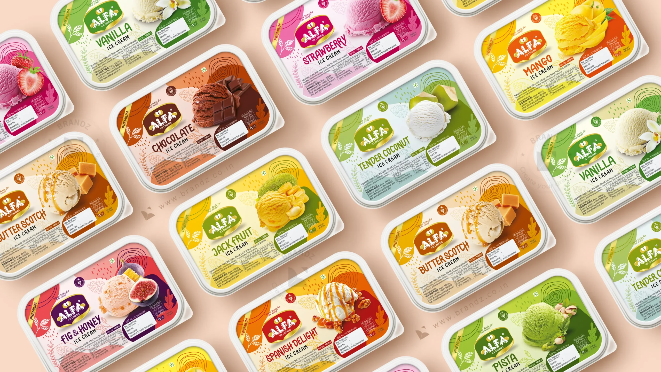 Alfa Ice Cream Container Rectangular Label Sticker