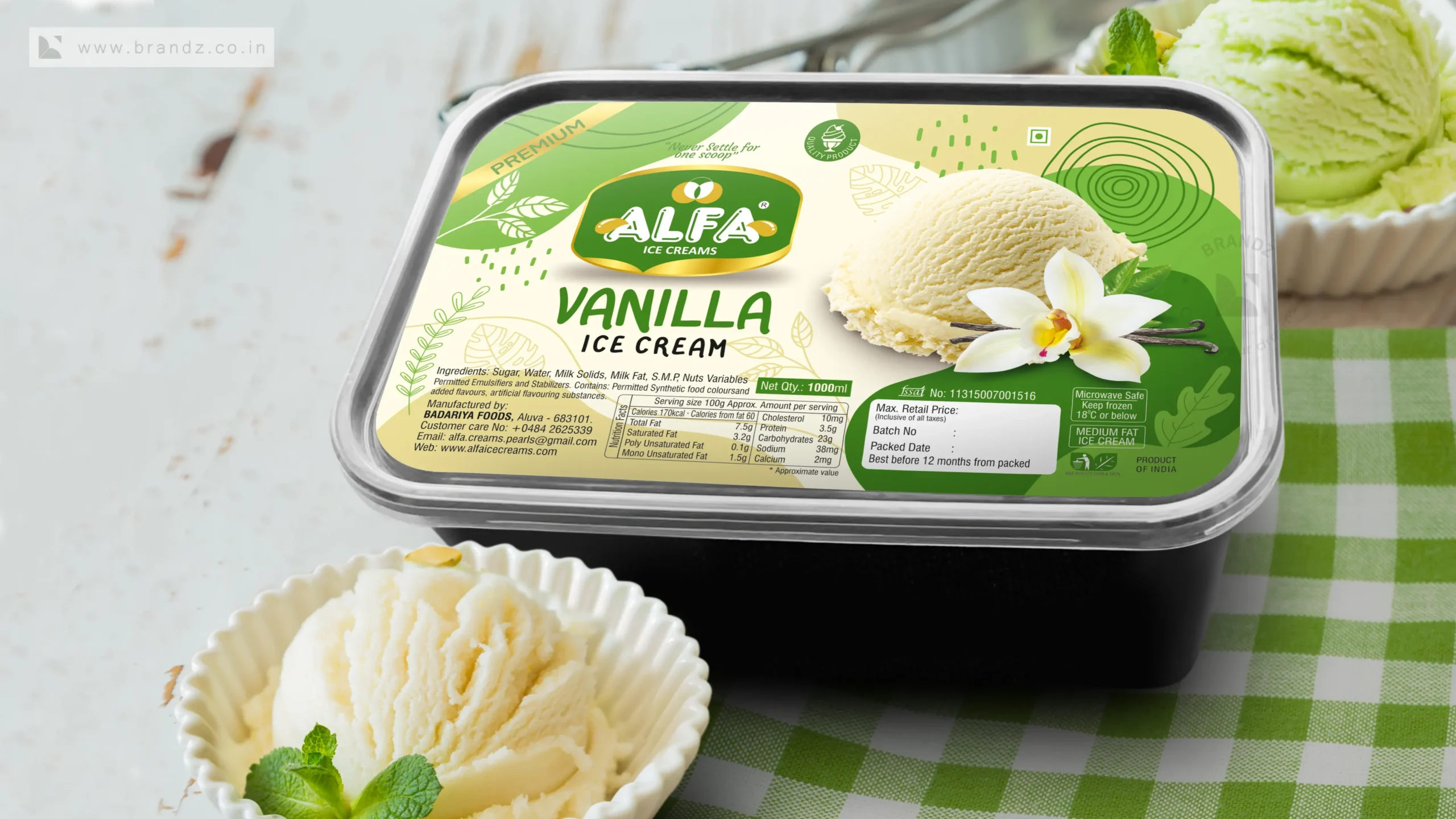 Alfa Vanilla Ice Cream Container Label Sticker