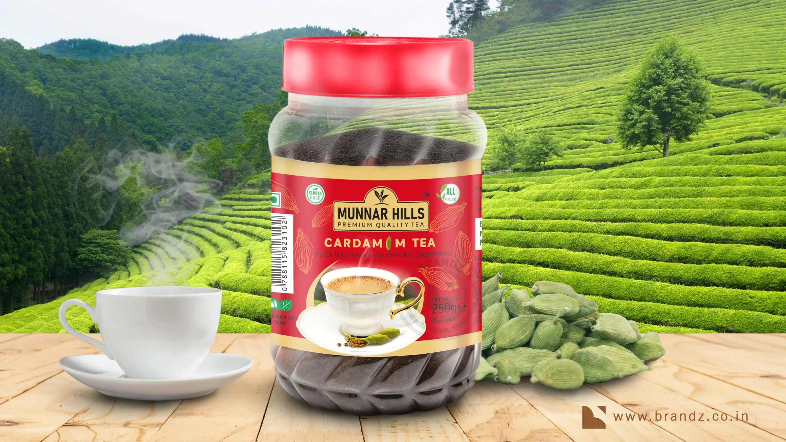 Munnar Hills Cardamom Tea Label